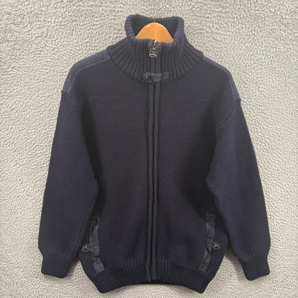 Paul & Shark Yachting Sweater Mens M Navy Blue Full Zip Virgin Wool Cardigan